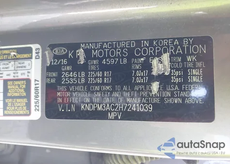 2017 Kia Sportage Lx from USA, damaged, VIN KNDPM3AC2H7241039